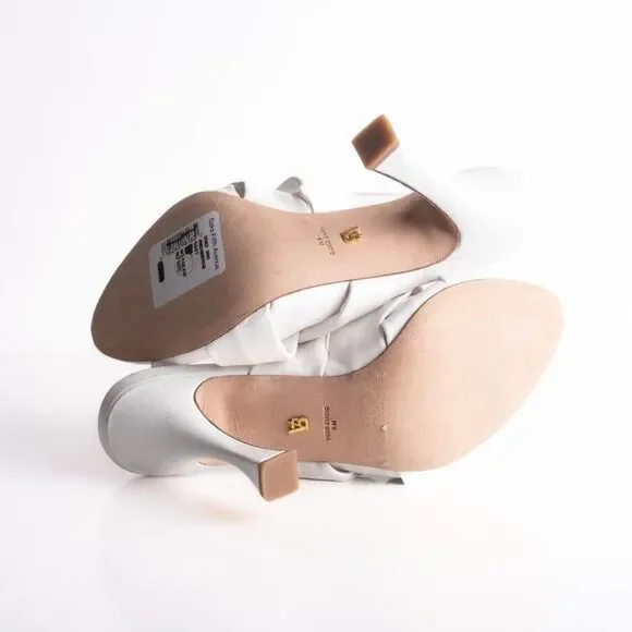Veronica Beard Womens Alin Woven Heels Sandals White Leather Mules 6 EU 36
